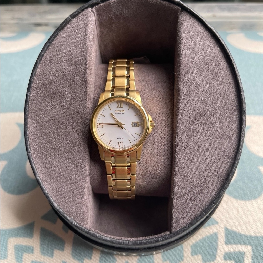 Citizen Gold Watch with White Face
